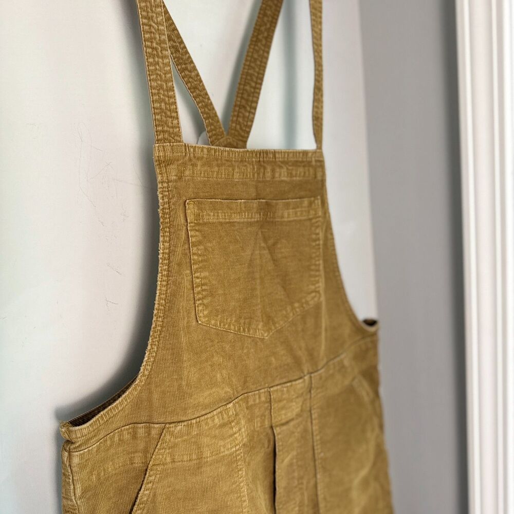 Aerie Women's Medium Brown Corduroy Overalls Adjustable Straps Fall Raw Hem - Picture 10 of 11